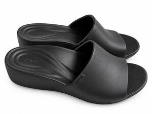 Aetrex Jamie Black Orthotic Wedge Sandals Size 9